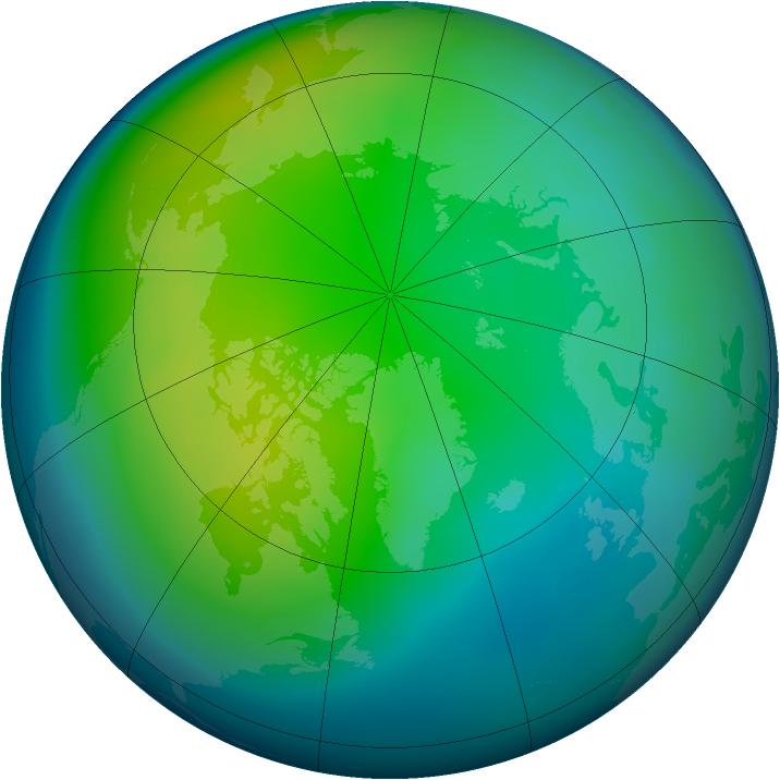 Arctic ozone map for November 2007